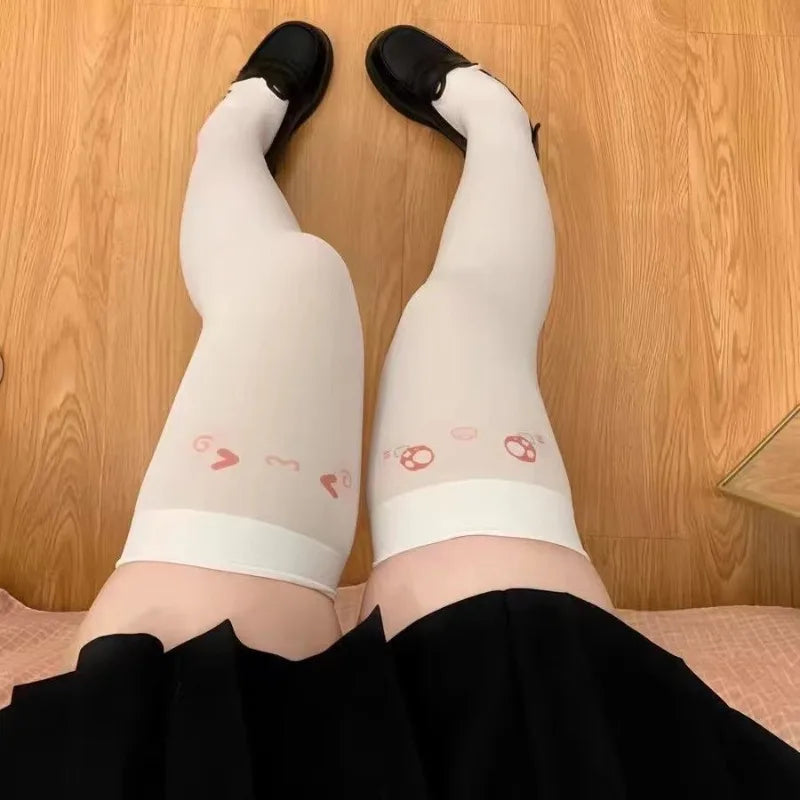 Lbsfy Lolita Japanese Kawaii Expression Thigh Socks Over Knee Thigh High Stockings Summer Long Socks JK Harajuku  Y2K Cosplay Socks
