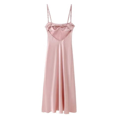 LBSFY -Satin Solid Color Pink Sweet Casual Long Dress Backless Sexy Sleeveless Slim Women Summer Dress Female Clothing 2025 New