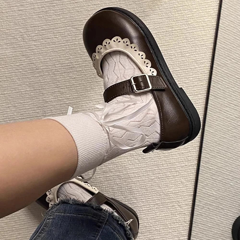 LBSFY -Woman Pumps Gothic Shoes for Women Kawaii Mary Jane Evening Black Cute Low Heel Elegant Japanese Style Lolita Round Toe L Korean