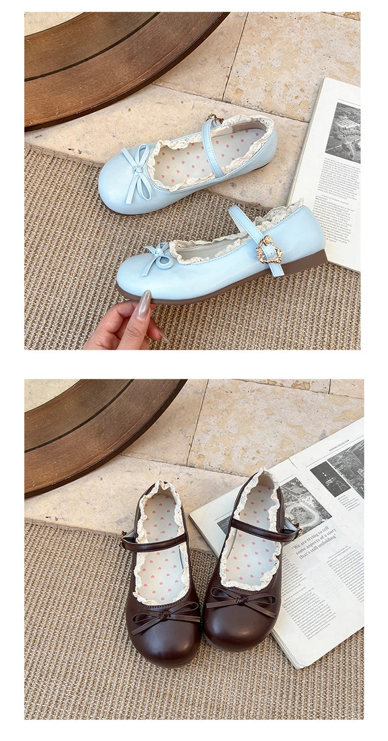 LBSFY -Spring New Butterfly-knot Women Flats Round Toe Shallow Ladies Casual Ballet Shoes Soft Leather Eelgant Dress Shoes