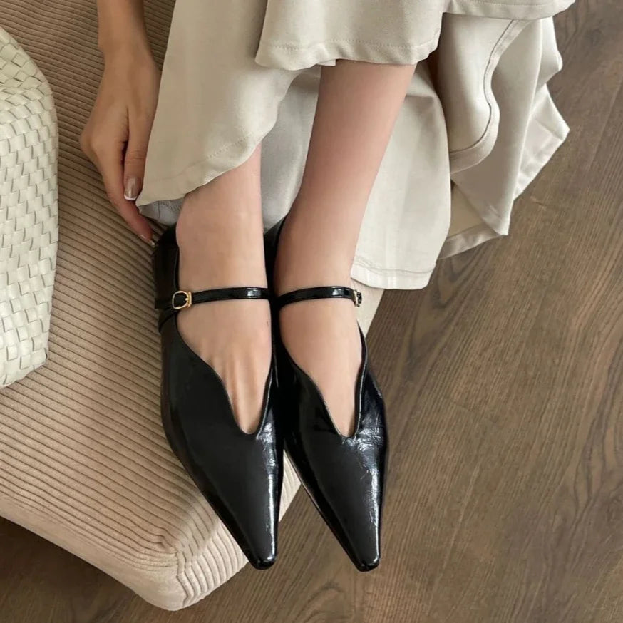Lbsfy Fashion Comfort Shallow Flat Shoes Women Pointed Toe Elegant Office Shoes Buckle Strap Designer Footwear Female Zapatos De Mujer