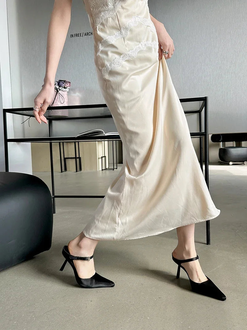 LBSFY -Sexy Thin High Heels Mules Woman Pumps Slippers Elegant Pointed Toe Shallow Buckle Strap Dress Female Shoes