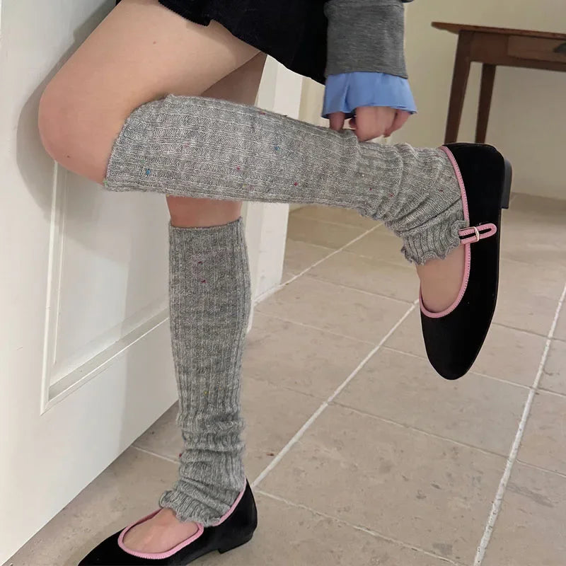 Lbsfy Cute Colorful Point Leg Warmers Y2k Women  Ankle Covers Warm Thickened Cashmere Knitted  Leggings Socks Calf Socks Leg Covers