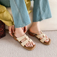 LBSFY  -  2024 Summer Women Slippers Mules Shoes for Women Open Toe Med Heel Shoes Slingback Modern Slippers Gladiator Shoes