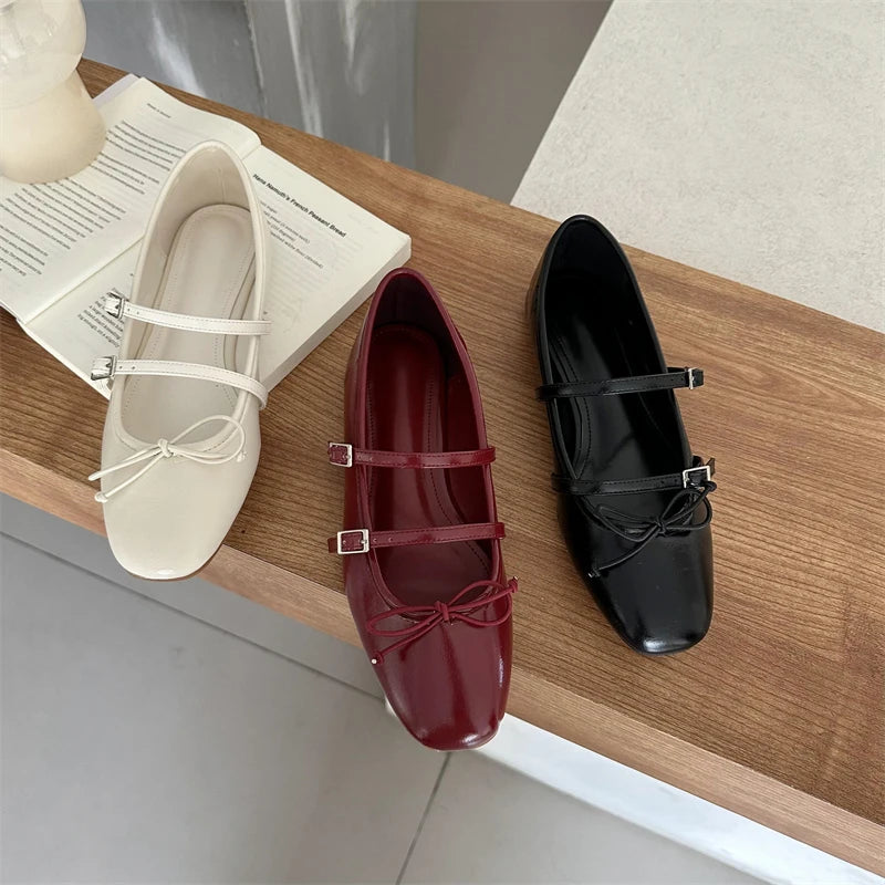 LBSFY -Spring Autumn Women Mary Jane Shoes Soft Casual Outdoor Dress Flat Ballet Shoes Round Toe Shallow Slip On Flats Mujer