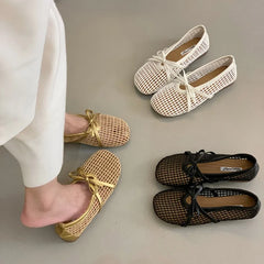 LBSFY  -Luxury Brands Hollow Sandals Women Flats Shallow New Beach Shoes Comfort Retro Female Flat shoes Mujer