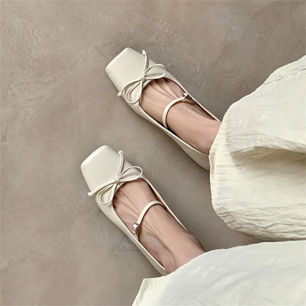 LBSFY  -  New Women's High Heels Genuine Leather Mary Jane Pumps Glittes Party Wedding Shoes Woman Low Heels Comfort Casual Shoes