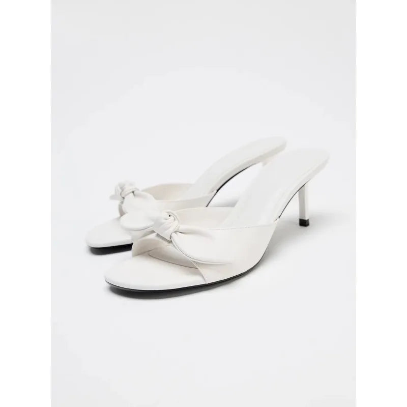 LBSFY -Women Summer New Luxury Brand White High Heel Sandals Versatile Simple Slim Heel Sandals Slippers