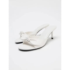 LBSFY -Women Summer New Luxury Brand White High Heel Sandals Versatile Simple Slim Heel Sandals Slippers