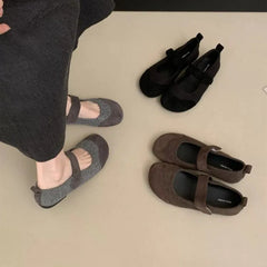 LBSFY -New Style Fashion Women's Winter Ballet Flats Slip On Shoes Soft Female Shallow Footwear Round Toe Ladies Mary Janes Flats Shoes