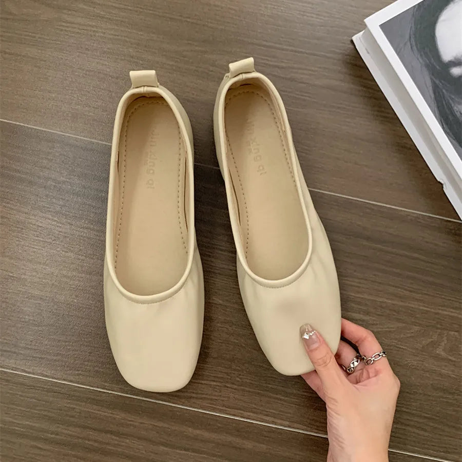 LBSFY -Women Shoes Brand Designer Mary Janes Shoes Woman Square Toe Japanned Leather Flats Vintage Narrow Band Loafers