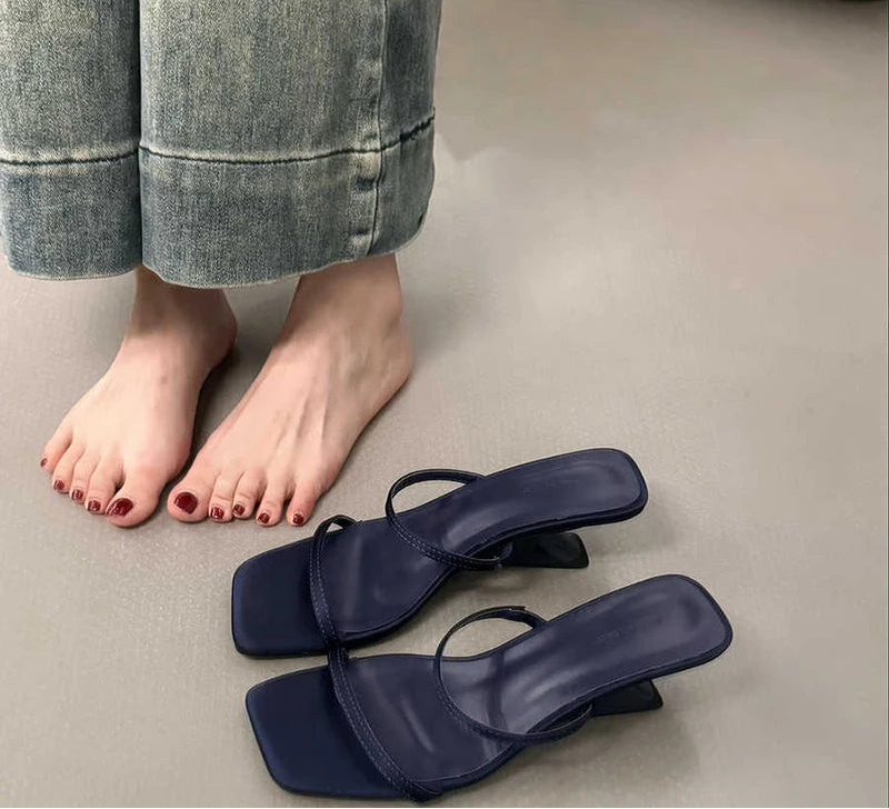 LBSFY  igner Summer Narrow Band Heel Women Slippers Shoes Fashion Open Toe Shoes Design Style Banquet Party Sandals Shoes