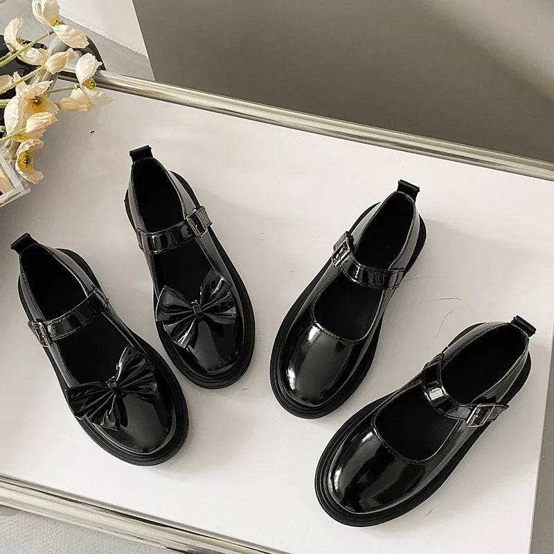 LBSFY -Women Black Lolita Shoes Casual Platform Mary Janes Heels Women Vintage Pumps for Women College Student Low Heel Women's Shoes