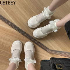 LBSFY  Platform Thick Heel Women Mary Jane Shoes Fashion Pearl Ankle Strap Shoes Ladies Elegant Stripper Party Pumps
