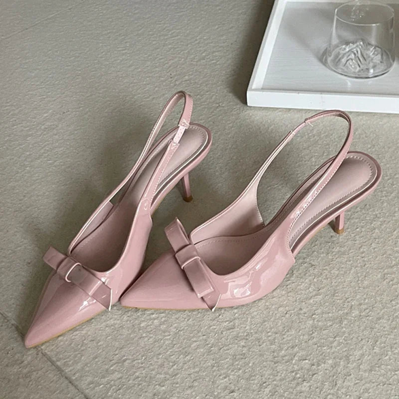 LBSFY  -  New Design Slingbacks Butterfly-knot Women Pumps Sexy Pointed Toe Thin Heels Stripper Party Shoes Large Size 35-43