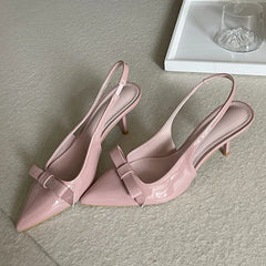 LBSFY  -  New Design Slingbacks Butterfly-knot Women Pumps Sexy Pointed Toe Thin Heels Stripper Party Shoes Large Size 35-43
