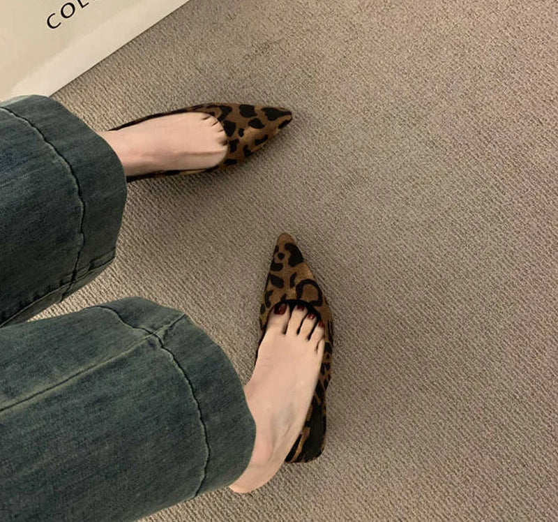 LBSFY  Summer Pointed Toe Thick Heel Women Sandals Fashion Leopard Print Ladies Stripper Party Sandalias