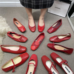 LBSFY -Women Flats New Slip On Flat Loafers Patchwork Square Toe Shallow Ballet Shoes knitting Casual Flat Shoes Ballerina
