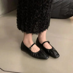LBSFY -New Brand Women Flats Fashion Square Toe Shallow Mary Jane Shoes Soft Casual Ballet Shoes Slingback Shoes Mujer