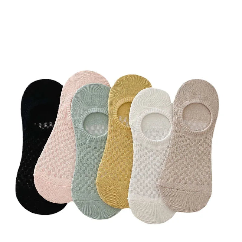 Lbsfy Women's Socks Spring Summer New Solid Color Fashion Sweat-absorbing Antibacterial Anti slip Breathable Perforated Sock Wholesale