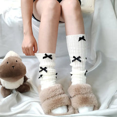 Lbsfy Harajuku Y2k Girls Cute Bow Knitted Leg Warmers Socks Japanese Lolita Kawaii Sweet JK Pink Ruffles Knitted Warm Leg Cover