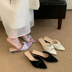 LBSFY -Women Outdoor Slippers High Heel Shoes Summer Footwear  Fashion Design Pointed Toe Ladies Slides Pumps Female Mule
