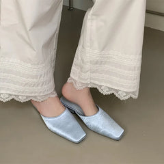 LBSFY -Brand Women Slippers Fashion Round Toe Slip On Mules Shoes Soft Flat Heel Outdoor Casual Dress Sandals  Flat Shoes Muje