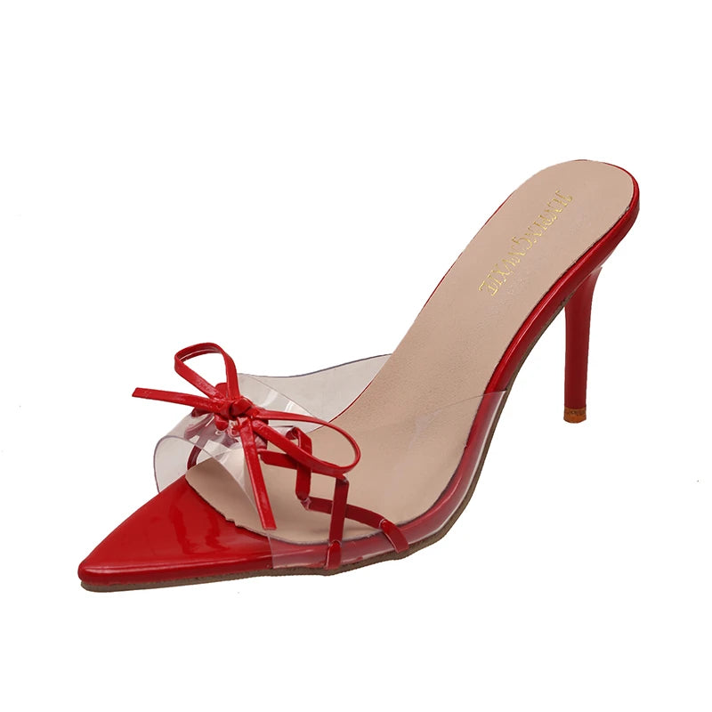 LBSFY  -Sexy Thin High Heel Summer Women's Slippers Elegant Butterfly-knot Peep Toe Slides Ladies Evening Party Shoes