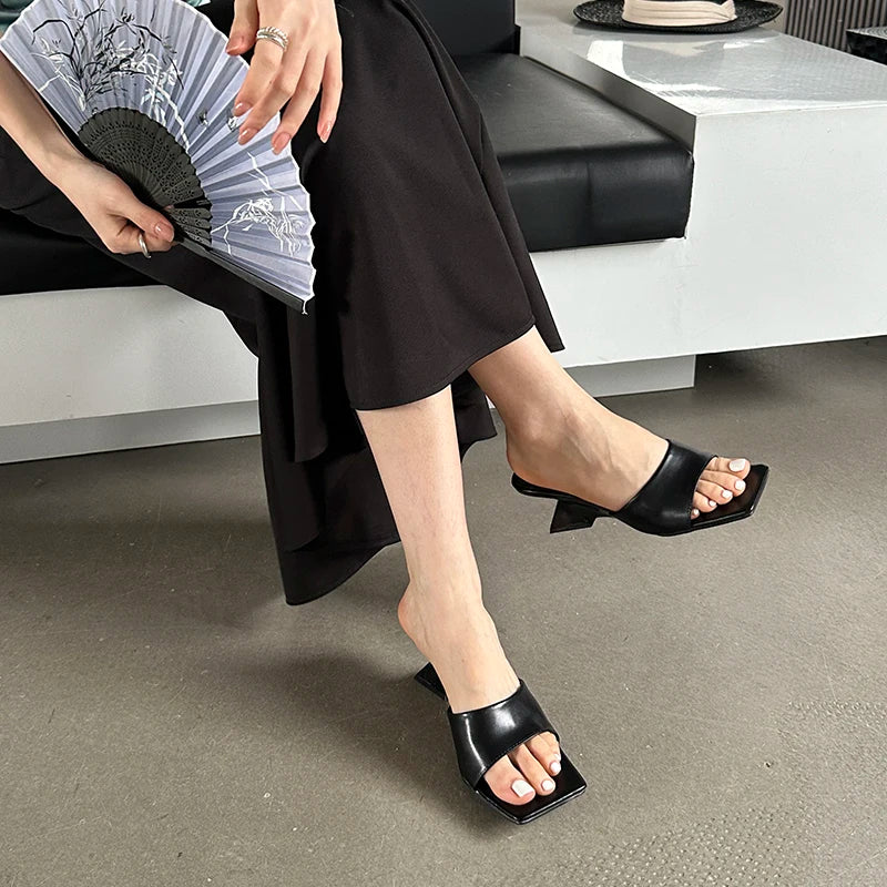 LBSFY -Brand New Women Slipper Summer Outdoor Sandals Square High Heel Slip On Flip Flop Mujer