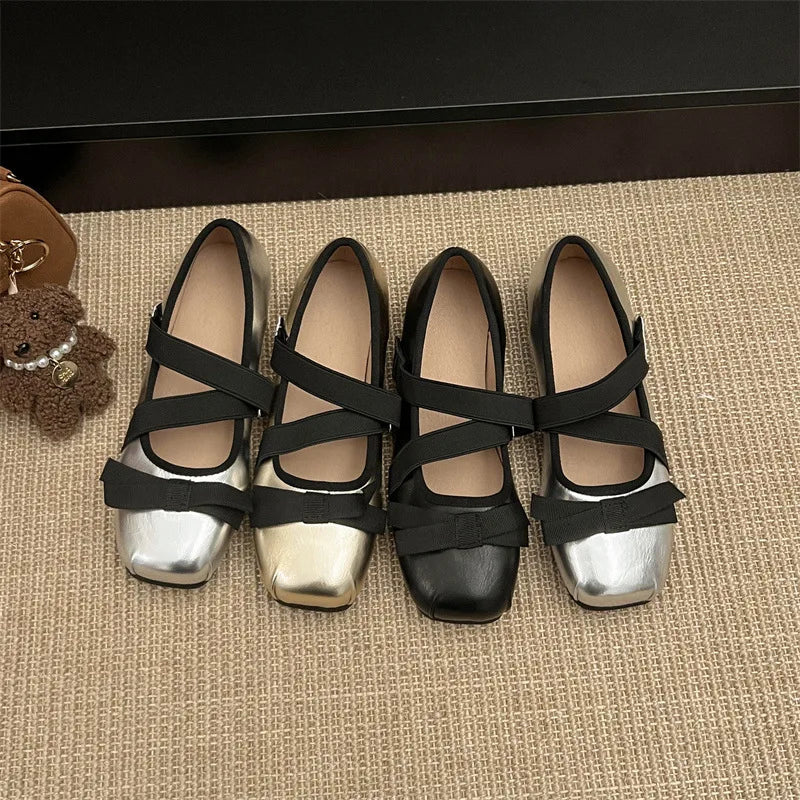 LBSFY -French Style Retro Bow Mary Jane Shoes Women's Outer Wear Spring 2025 New Style Ballet Style Shoes