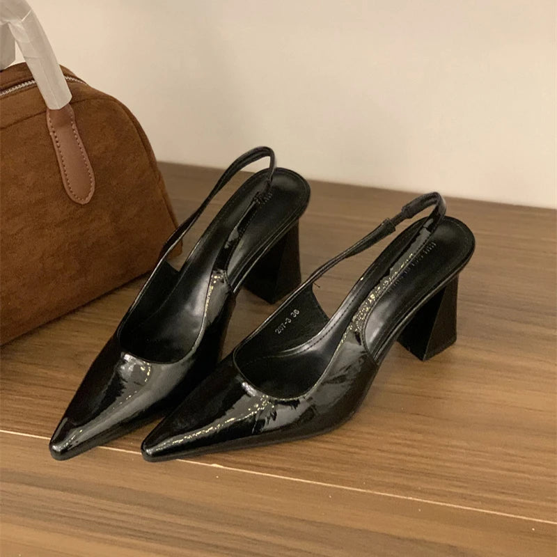 LBSFY  Summer Women's Thick Heel Sandals Fashion Cover Toe Slip On Shoes Design Style Party Dress Female Shoes