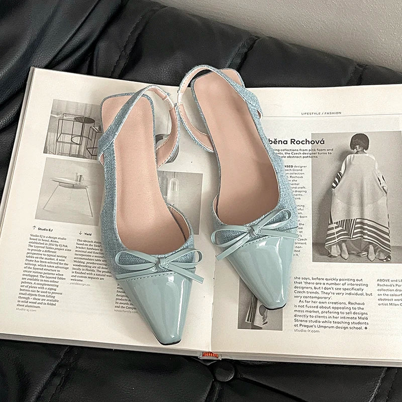 LBSFY  Summer Fashion Pointed Toe Sandals Women Butterfly-knot Fashion Party Dress Singbacks Mules Shoes Zapatos De Mujer