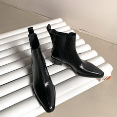 LBSFY  -  2025 New Genuine Leather Boots Women Pointed Toe Handmade Retro Ankle Boots Stretch Slip On Ladies Chelsea Boots Female