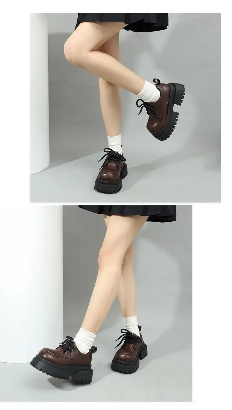 LBSFY -Women's 2025 New Japanese Style Mary Jane Shoes Black Brown Leather Thick Sole Round Toe Comfort Square Heel Lolita Girl's Shoes