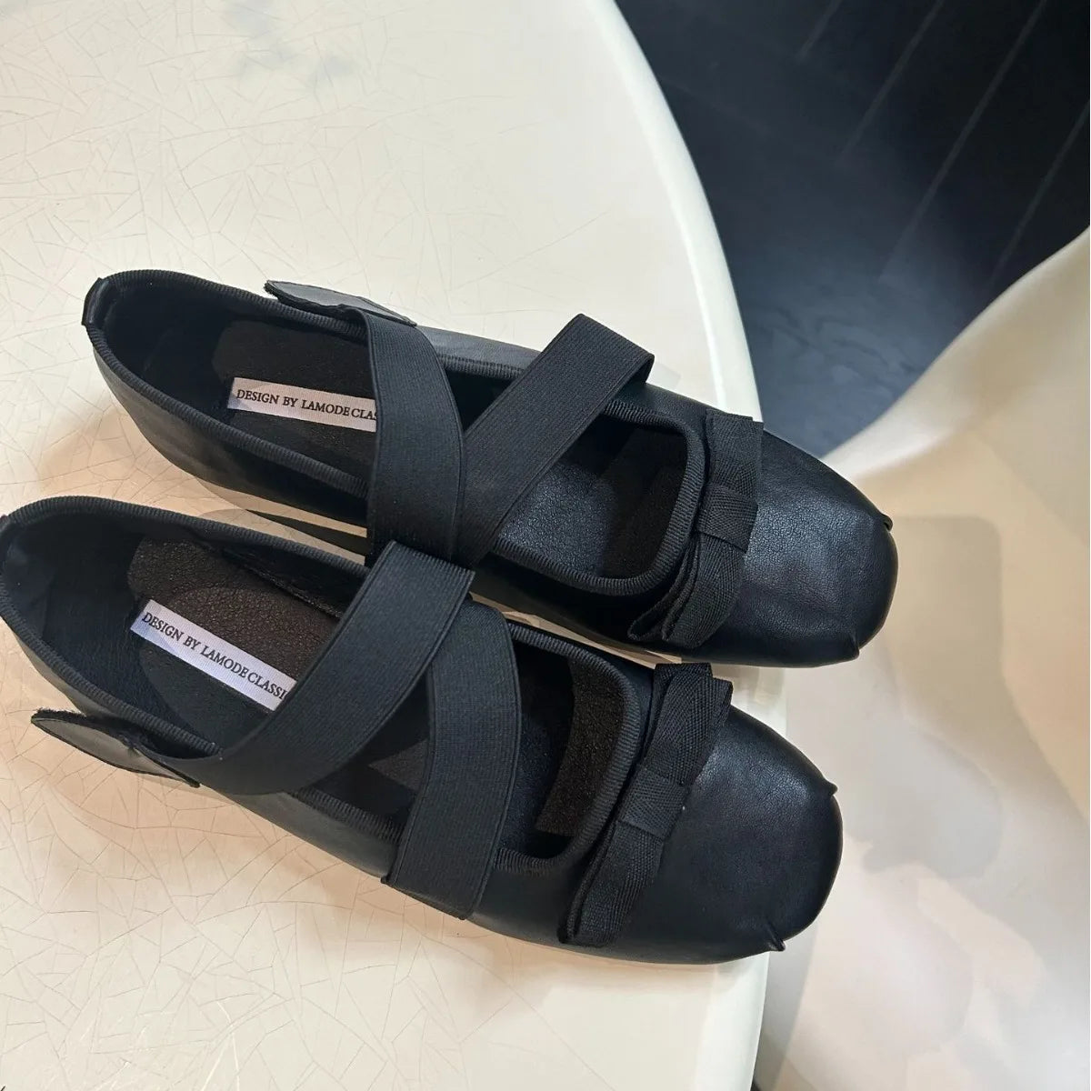 LBSFY  -   Women Ballet Flats Round Toe Black Pu Leather Ballerina Shoes Zapatos Bailarinas De Mujer
