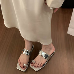 LBSFY  -  Designer Summer Sequin Woman Slippers Fashion Clip Toe Low Heel Ladies Outdoor Beach Vacation Sandalias Flip Flop