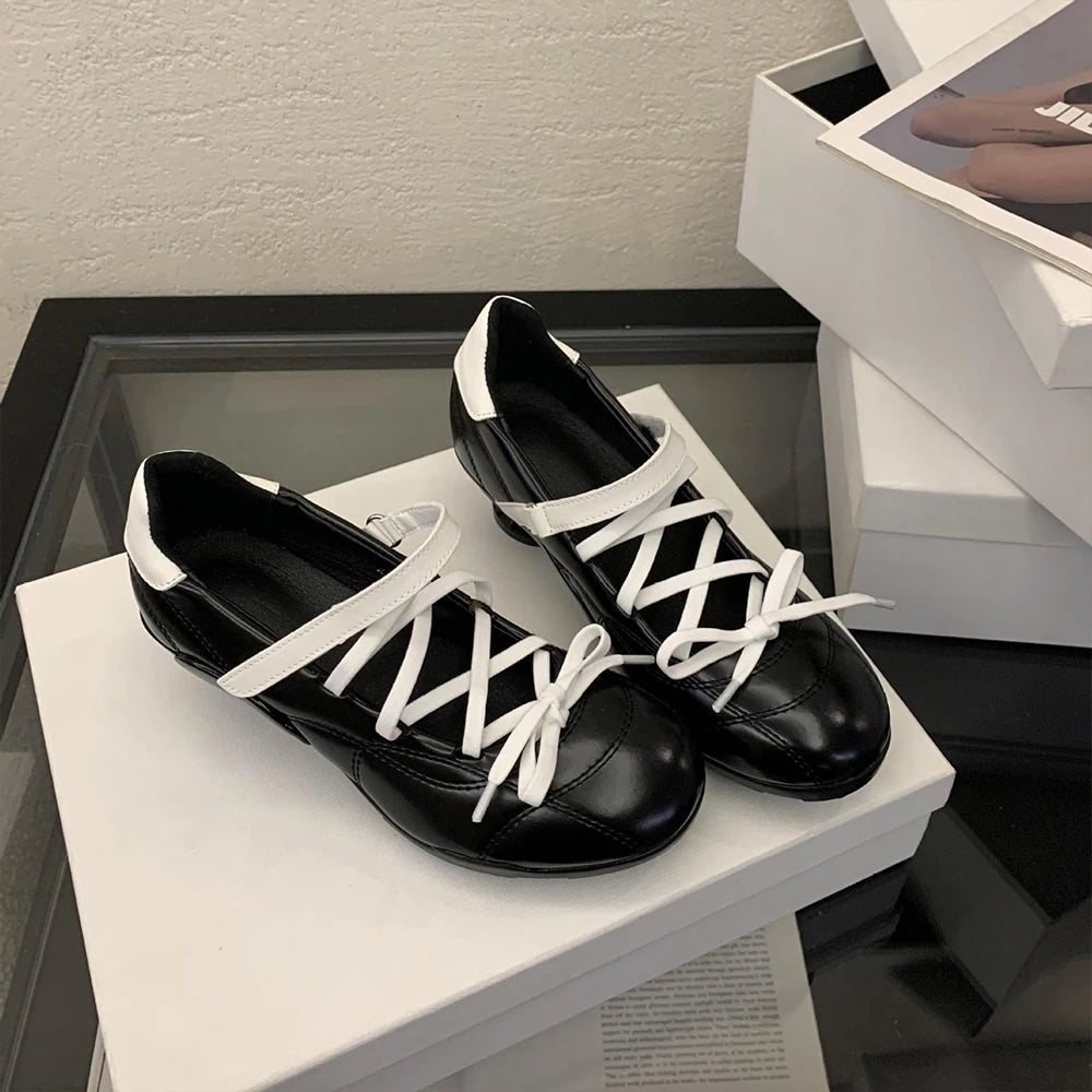 LBSFY -2025 New Sports Style Lace Up Ballet Shoes Women's Designer High Heels Mary Jane Dance Ballroom Party Prom Shoes 1.97 inch