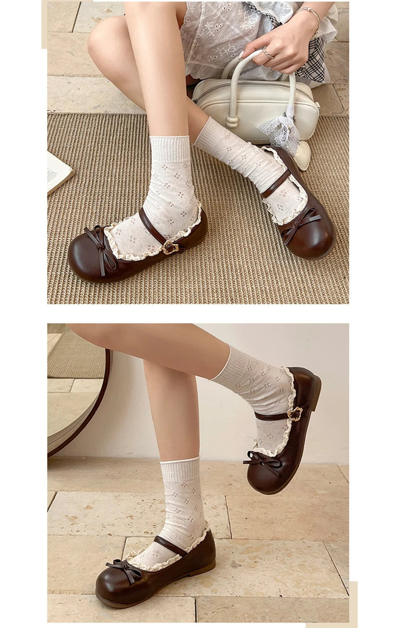 LBSFY -Spring New Butterfly-knot Women Flats Round Toe Shallow Ladies Casual Ballet Shoes Soft Leather Eelgant Dress Shoes