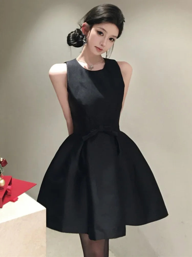 LBSFY -Sweet Satin Mini Dress for Women Korean Sleeveless Princess Birthday Party Short Dresses Summer Spring Solid A-Line Vestidos New
