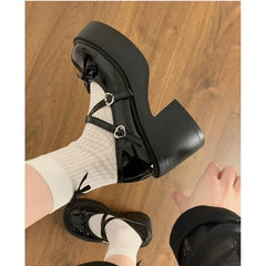 LBSFY -Lolita Shoes Women Japanese Style Mary Jane Shoes Women Vintage Shallow High Heels Chunky Platform Shoes Cosplay Female Sandals
