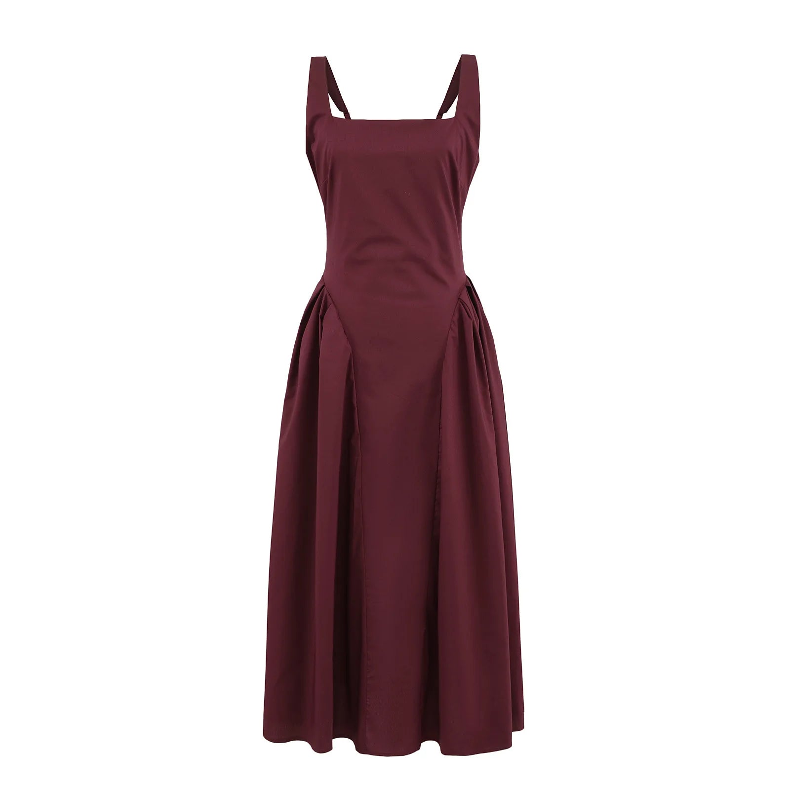 LBSFY -French Retro Style A-line Backless Strap Dress Solid Color Eleagant Chic Square Collar Party Dress New Female Vestidos
