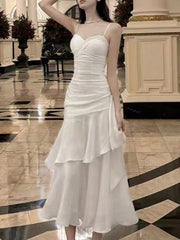LBSFY -Elegant Spaghetti Straps Ruffles Graduation Party Dress Slim Waist Women Wedding Bridesmaid Dresses Festival Formal Clothes 2025