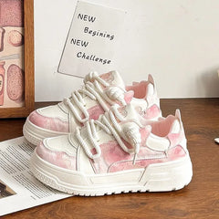 LBSFY  -  Designer Platform Sneakers for Women  Fashion Casual White Spring Autumn Board Shoes Female Pink Lace Sports Zapatillas Mujer