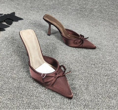 LBSFY - Summer High Heel Women Slippers Fashion Pointed Toe Muels Shoes Ladies Elegant Party Dress Sandalias
