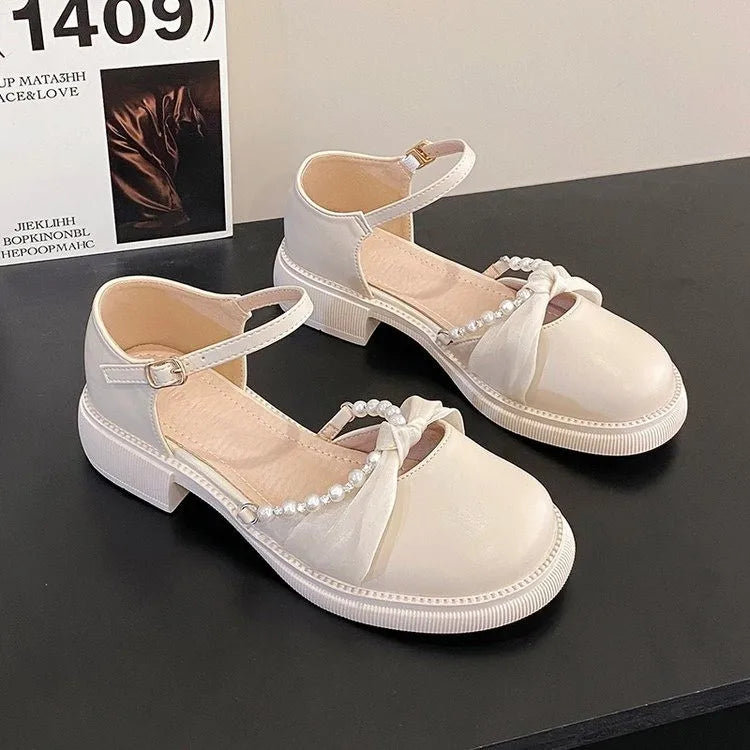 LBSFY  -  2024 New Women Casual Shoes Fashion String Bead Mary Jane Shoes Trend Brtish Style Women Loafers Comfortable Leather Shoes