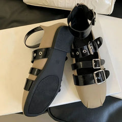 LBSFY  -  Belt Buckle Design Ballet Flat Shoes Women Retro Leisure and Comfy Summer Footwear Women Shallow Fashion Brand Mary Jane Shoes