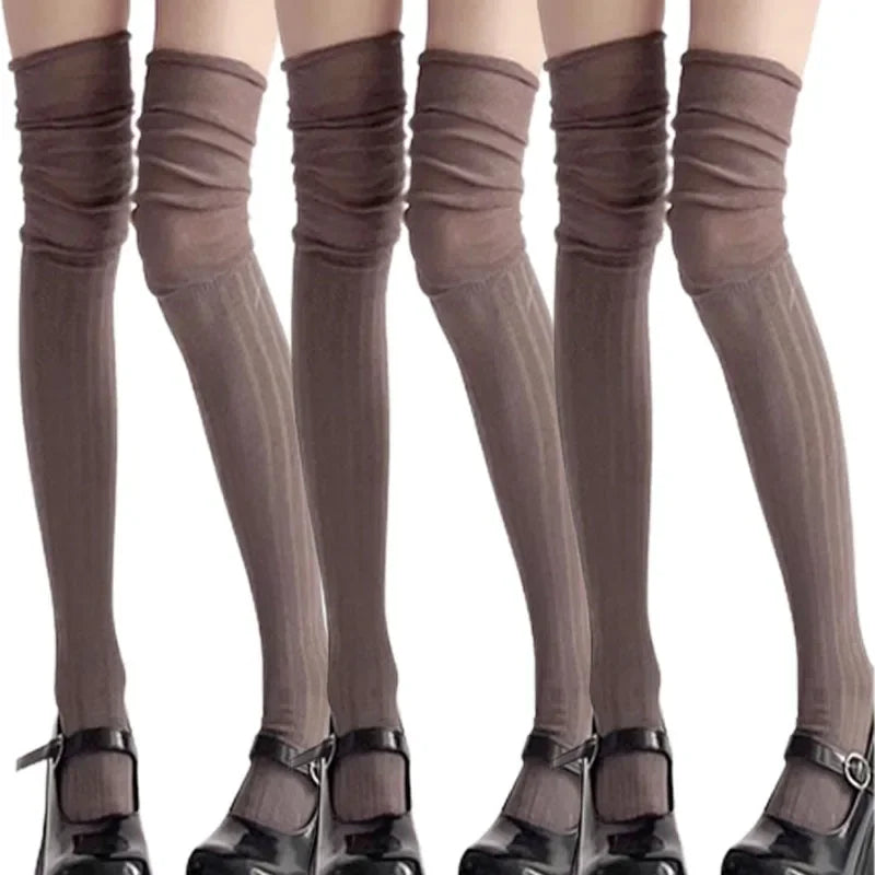 Lbsfy 1/3pairs Autumn Long Tube Socks Thermal Warm Stocking Female Trendy Casual Thigh High Striped Leggings Trendy Over The Knee Sock