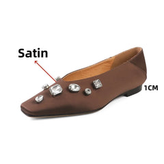 LBSFY  -   2025 New Women Luxury Ballet Shoes Women Square Toe Rhinestone Party Wedding Shoes Woman Flats Ladies Shoes