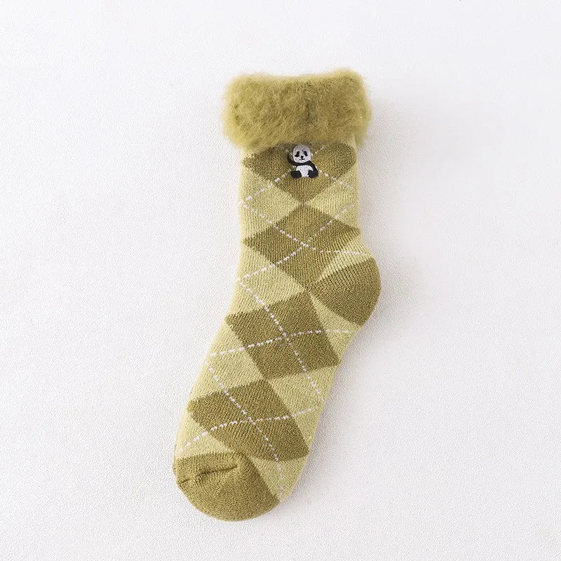 Lbsfy Thicken Warm Wool Classic Solid Colors Rib Socks Women High Quality Loose Crew Fashion Japanese Korea Sock Winter