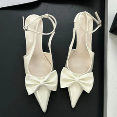 Lbsfy Butterfly-Knot Designer High Heels Women Ankle Strap Pointed Toe Banquet Dress Shoes Ladies Fashion Elegant Sandals Women Pumps
